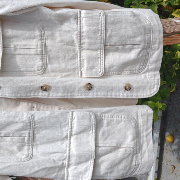 Old Navy Cream Utility Jacket Mandarin Collar M - Picture 3 of 8